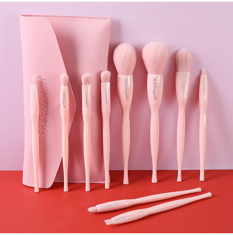 Makeup Brush Set 10 Candy Color Eyeshadow Blush Loose Powder High Gloss Repair Brush Foundation Beauty Tools Full Set